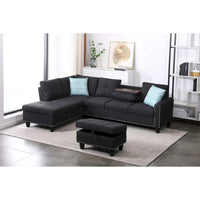 Canapé Accoudoir Gauche Alger 98 pouces de large avec Méridienne et Pouf - 98L x 71P x 33H pouces