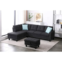 Canapé Accoudoir Gauche Alger 98 pouces de large avec Méridienne et Pouf - 98L x 71P x 33H pouces