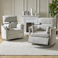 Fauteuil inclinable pivotant Barry Modern 38 Power Rocking Swivel Nursery Recliner avec ports USB lot de 2 par HULALA HOME