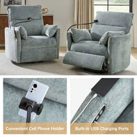 Fauteuil inclinable pivotant Barry Modern 38 Power Rocking Swivel Nursery Recliner avec ports USB lot de 2 par HULALA HOME