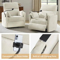 Fauteuil inclinable pivotant Barry Modern 38 Power Rocking Swivel Nursery Recliner avec ports USB lot de 2 par HULALA HOME