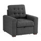 Fauteuil Cliff 37 pouces, Pouf Escamotable, Polyester Gris Foncé, Bois Espresso