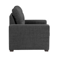 Fauteuil Cliff 37 pouces, Pouf Escamotable, Polyester Gris Foncé, Bois Espresso