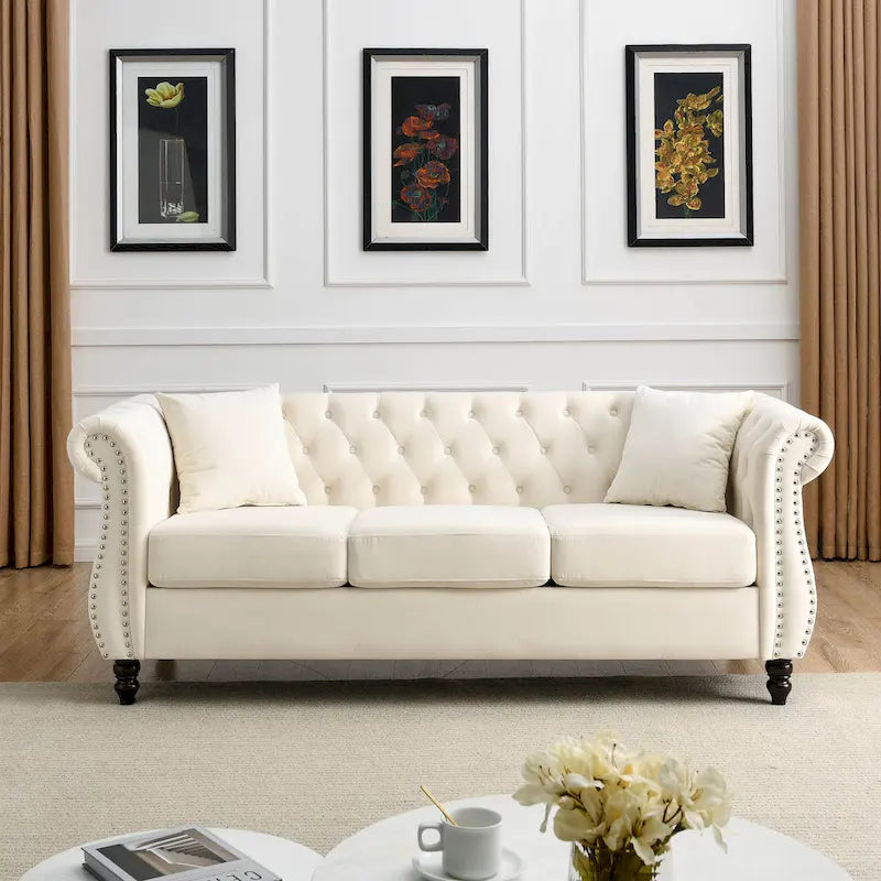 Canapé Chesterfield gris Salon