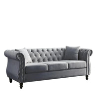 Canapé Chesterfield gris Salon