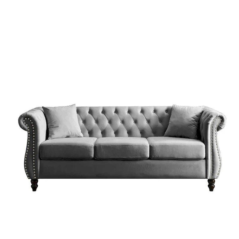 Canapé Chesterfield gris Salon