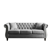 Canapé Chesterfield gris Salon