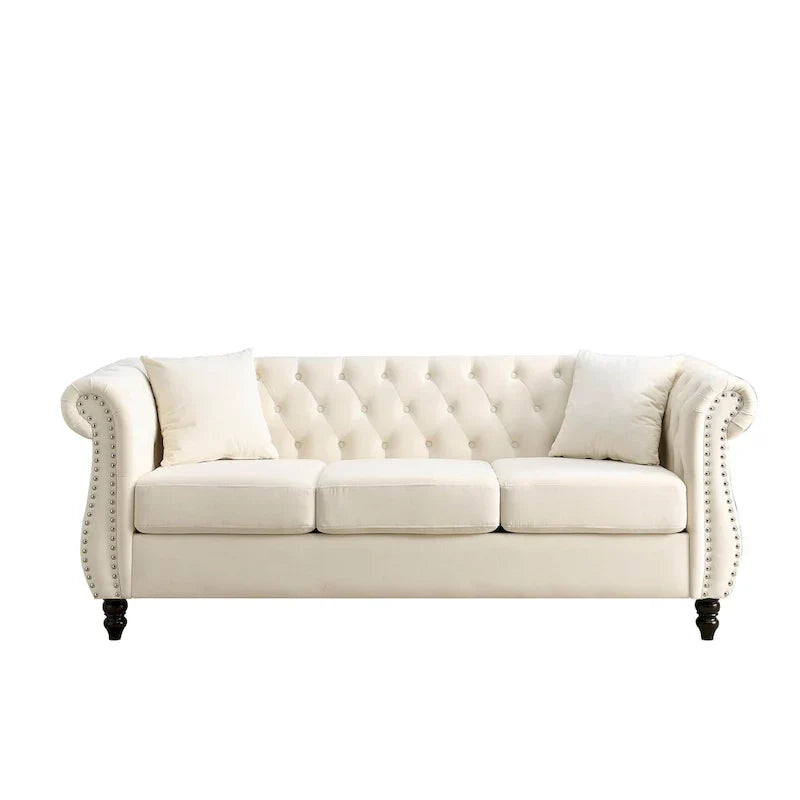 Canapé Chesterfield gris Salon