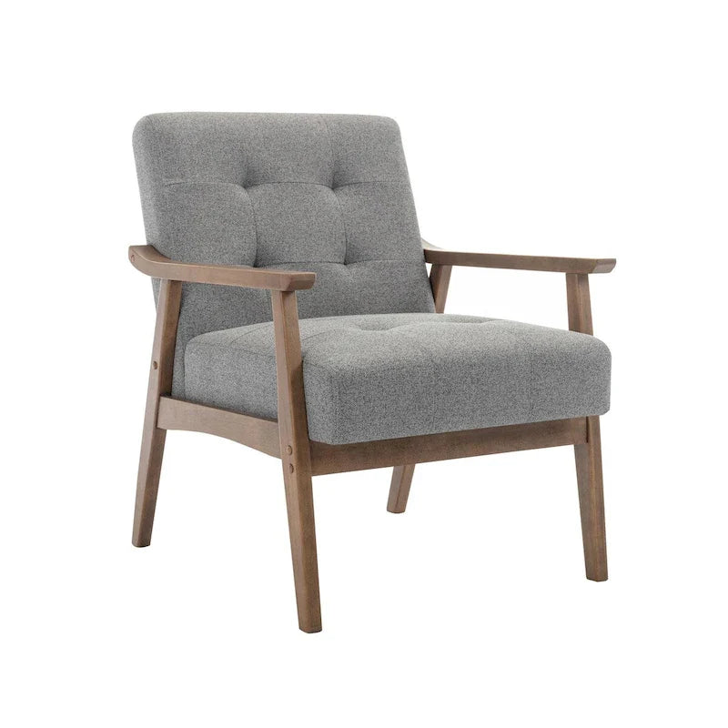 Fauteuil d'appoint en tissu Galina avec pieds en bois d'hévéa Porthos Home