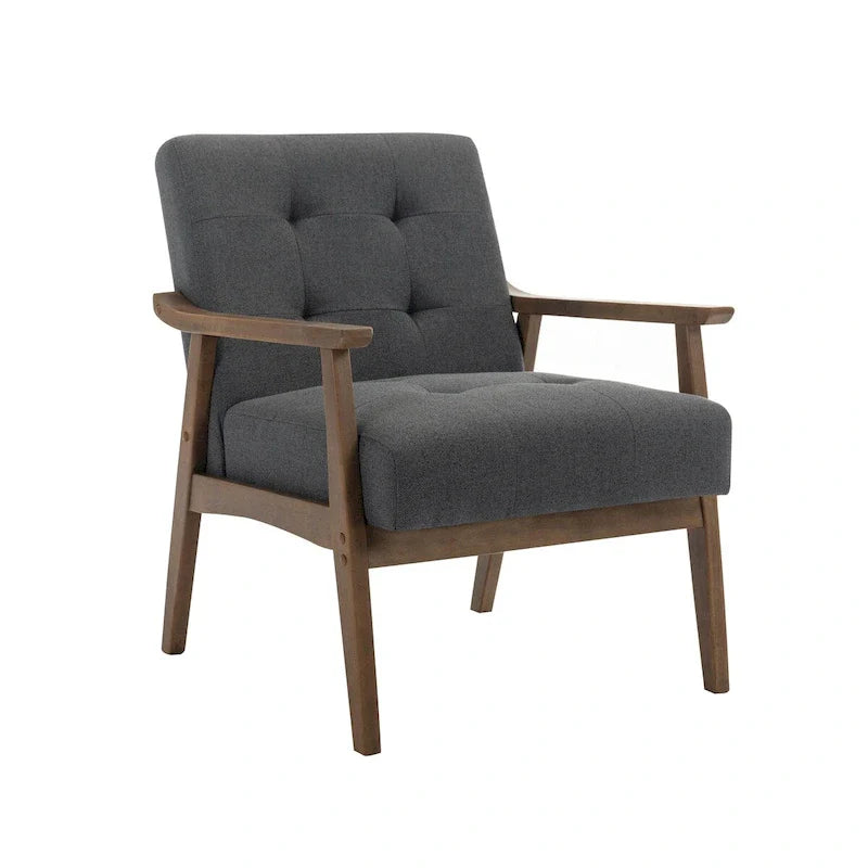 Fauteuil d'appoint en tissu Galina avec pieds en bois d'hévéa Porthos Home