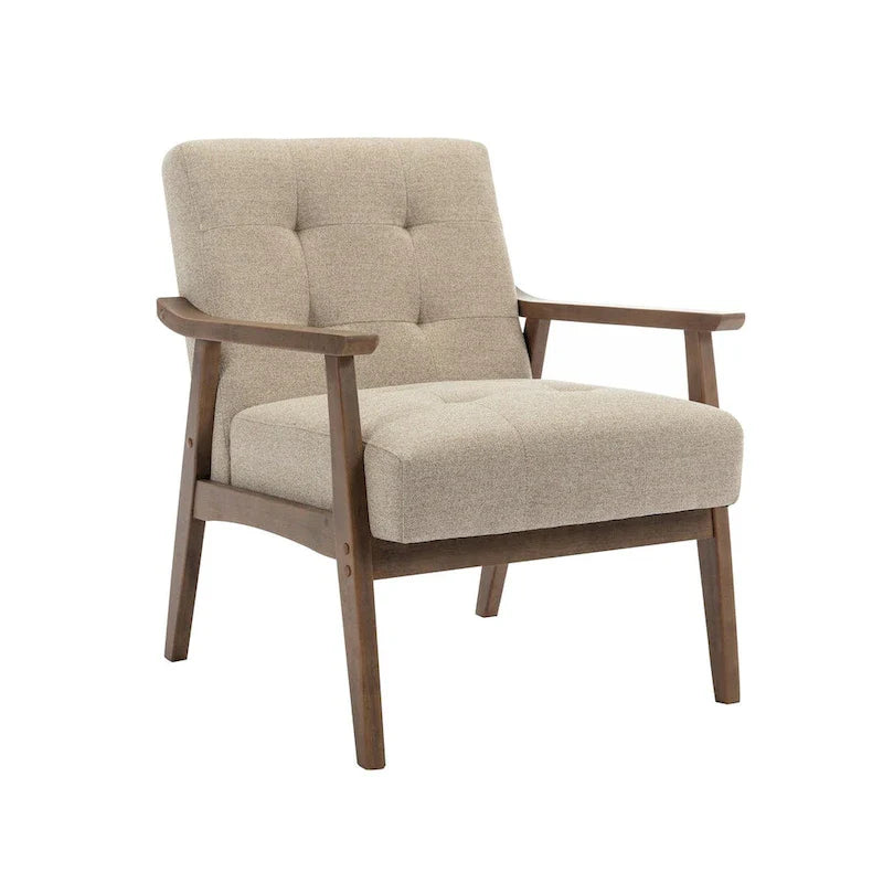 Fauteuil d'appoint en tissu Galina avec pieds en bois d'hévéa Porthos Home