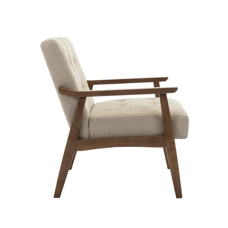 Fauteuil d'appoint en tissu Galina avec pieds en bois d'hévéa Porthos Home