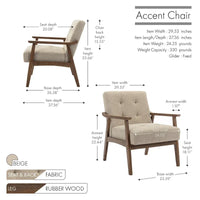 Fauteuil d'appoint en tissu Galina avec pieds en bois d'hévéa Porthos Home