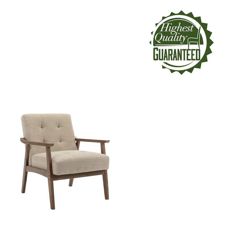 Fauteuil d'appoint en tissu Galina avec pieds en bois d'hévéa Porthos Home
