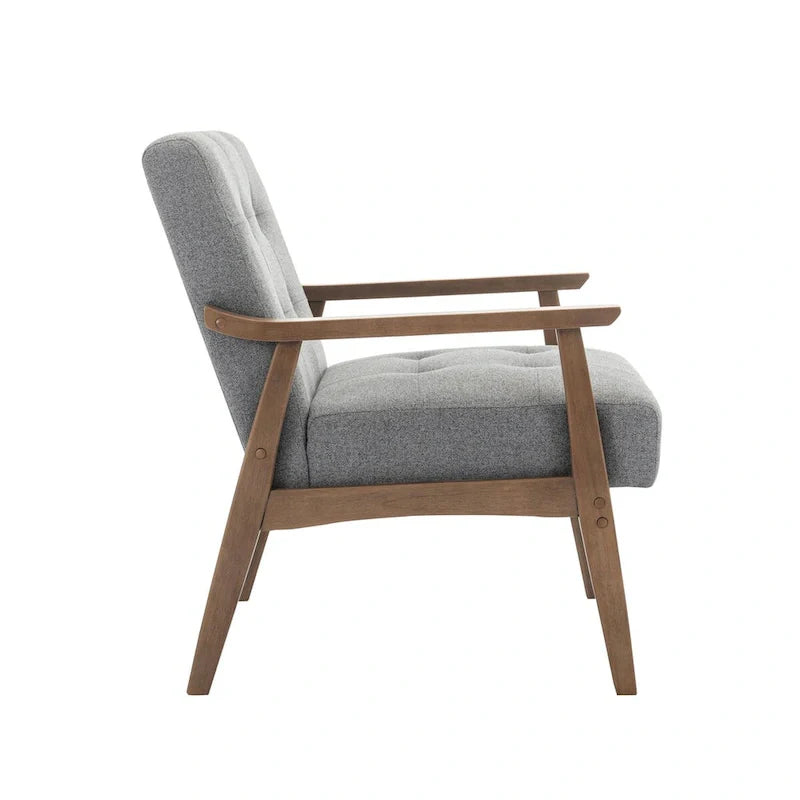 Fauteuil d'appoint en tissu Galina avec pieds en bois d'hévéa Porthos Home