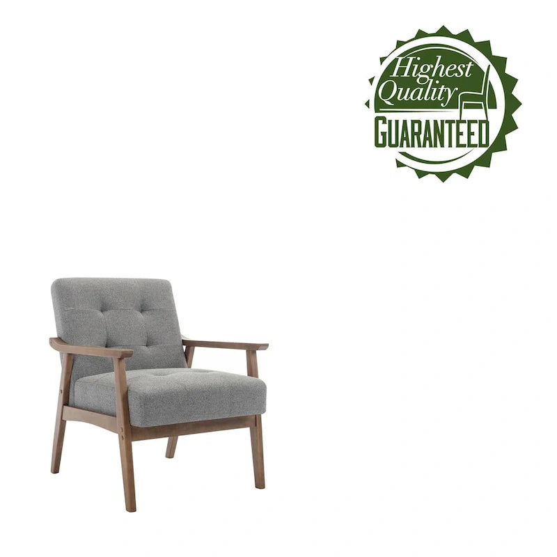 Fauteuil d'appoint en tissu Galina avec pieds en bois d'hévéa Porthos Home