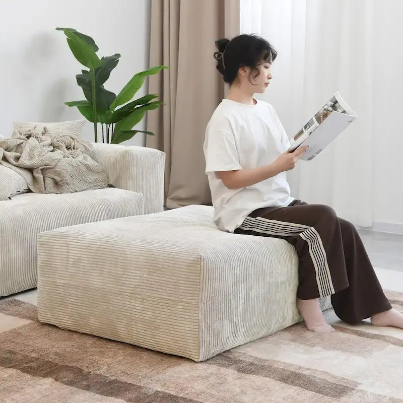 Grand ensemble de canapé sectionnel modulable en tissu velours côtelé pour salon