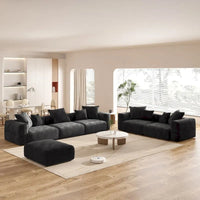 Grand ensemble de canapé sectionnel modulable en tissu velours côtelé pour salon