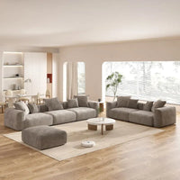 Grand ensemble de canapé sectionnel modulable en tissu velours côtelé pour salon