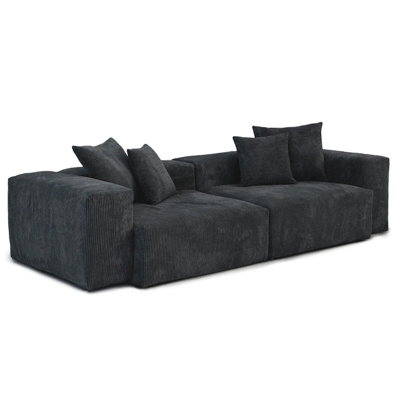 Grand ensemble de canapé sectionnel modulable en tissu velours côtelé pour salon