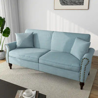 Canapé 73 pouces avec Clous Décoratifs et Accoudoirs Enroulés