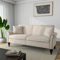 Canapé 73 pouces avec Clous Décoratifs et Accoudoirs Enroulés
