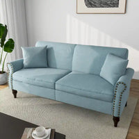 Canapé 73 pouces avec Clous Décoratifs et Accoudoirs Enroulés