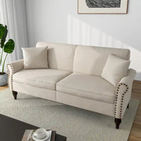 Canapé 73 pouces avec Clous Décoratifs et Accoudoirs Enroulés