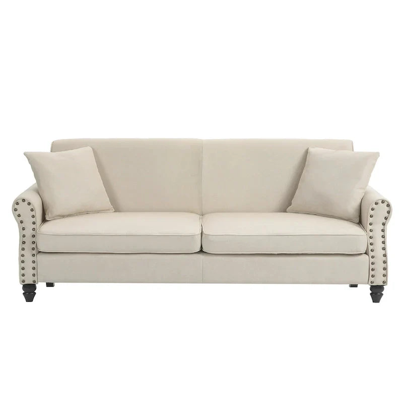 Canapé 73 pouces avec Clous Décoratifs et Accoudoirs Enroulés