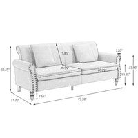 Canapé 73 pouces avec Clous Décoratifs et Accoudoirs Enroulés