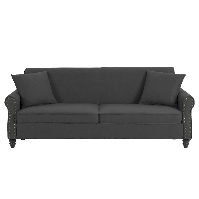 Canapé 73 pouces avec Clous Décoratifs et Accoudoirs Enroulés