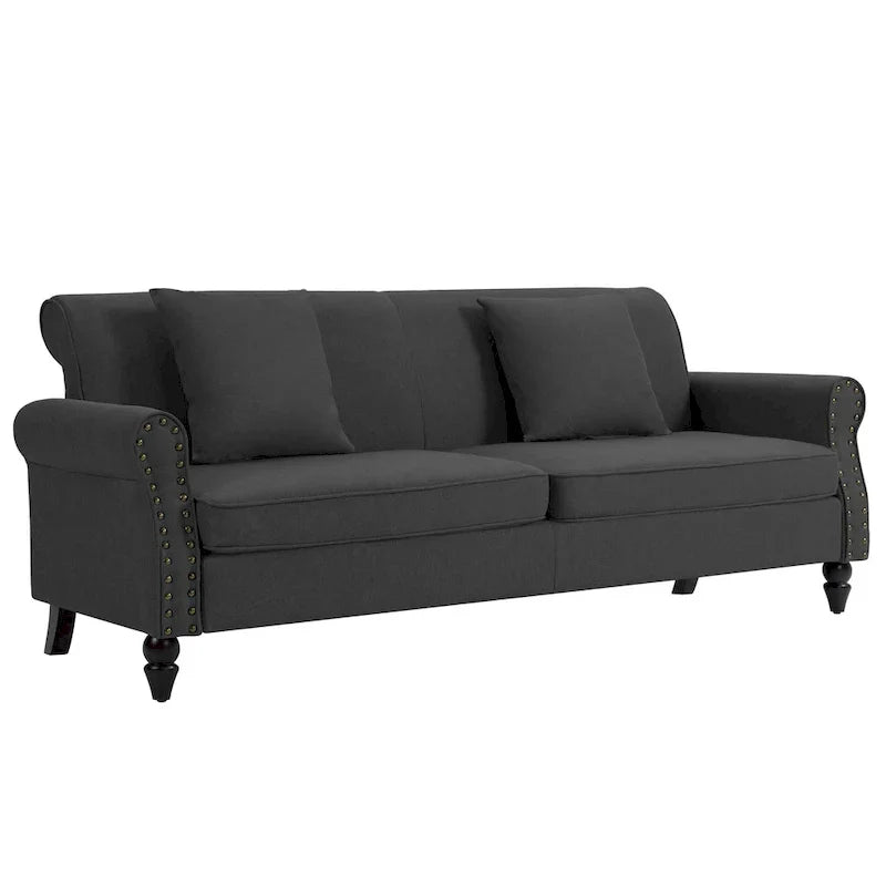 Canapé 73 pouces avec Clous Décoratifs et Accoudoirs Enroulés