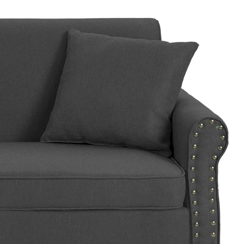 Canapé 73 pouces avec Clous Décoratifs et Accoudoirs Enroulés