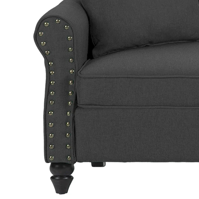 Canapé 73 pouces avec Clous Décoratifs et Accoudoirs Enroulés