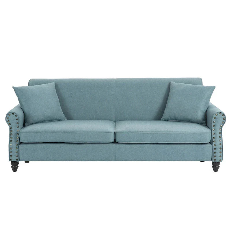 Canapé 73 pouces avec Clous Décoratifs et Accoudoirs Enroulés