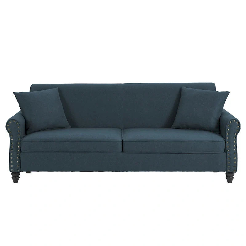 Canapé 73 pouces avec Clous Décoratifs et Accoudoirs Enroulés