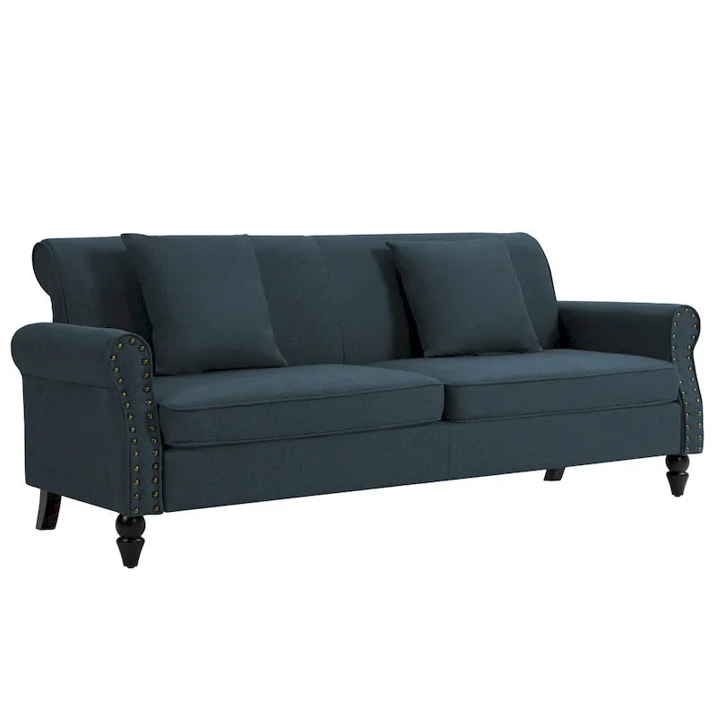 Canapé 73 pouces avec Clous Décoratifs et Accoudoirs Enroulés