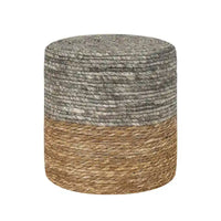 Adeco Pouf Rond en Jonc Naturel Tressé à la Main Repose-Pieds