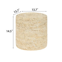 Adeco Pouf Rond en Jonc Naturel Tressé à la Main Repose-Pieds