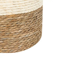 Adeco Pouf Rond en Jonc Naturel Tressé à la Main Repose-Pieds