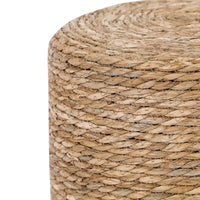 Adeco Pouf Rond en Jonc Naturel Tressé à la Main Repose-Pieds