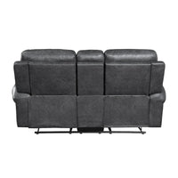 Canapé inclinable manuel Ville 75 pouces, console de rangement, similicuir gris