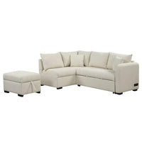 Canapé d'angle convertible MERAX en forme de L avec pouf de rangement