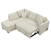 Canapé d'angle convertible MERAX en forme de L avec pouf de rangement