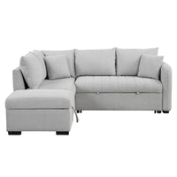Canapé d'angle convertible MERAX en forme de L avec pouf de rangement