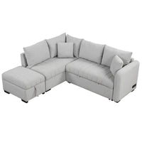 Canapé d'angle convertible MERAX en forme de L avec pouf de rangement