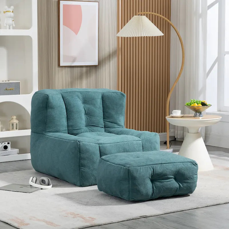 Pouf moelleux avec mousse à mémoire de forme et repose-pieds