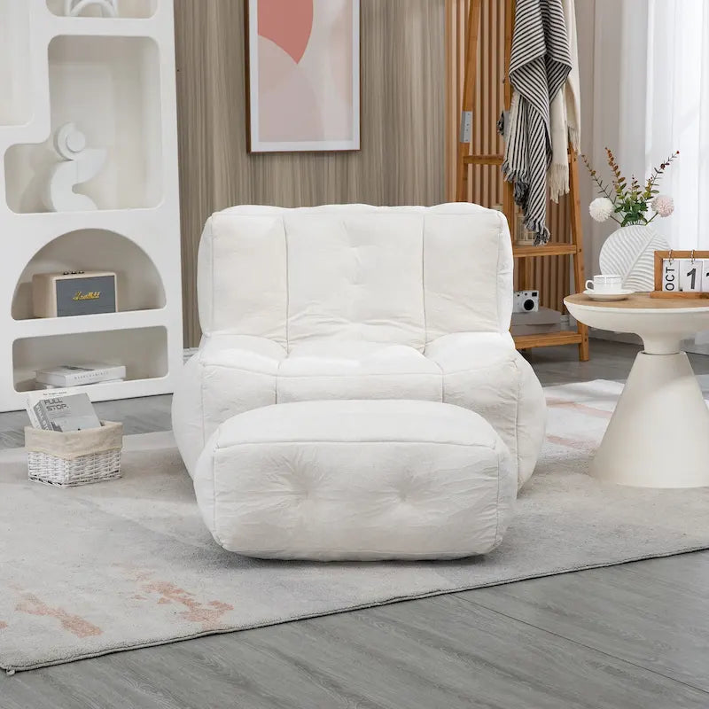 Pouf moelleux avec mousse à mémoire de forme et repose-pieds