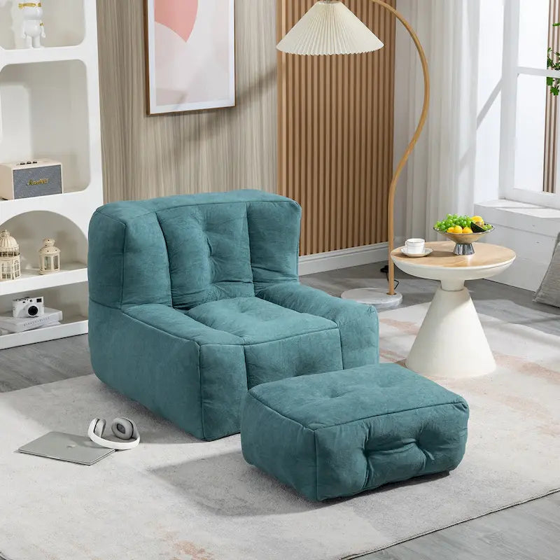 Pouf moelleux avec mousse à mémoire de forme et repose-pieds
