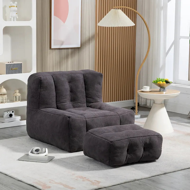 Pouf moelleux avec mousse à mémoire de forme et repose-pieds